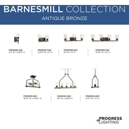 Barnes Mill 1 Light 9 inch Antique Bronze Mini-Pendant Ceiling Light